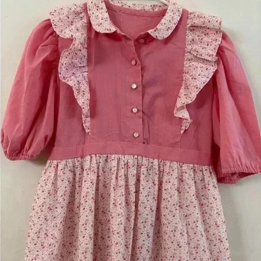 Vintage floral handmade dress size S - Picture 4 of 5